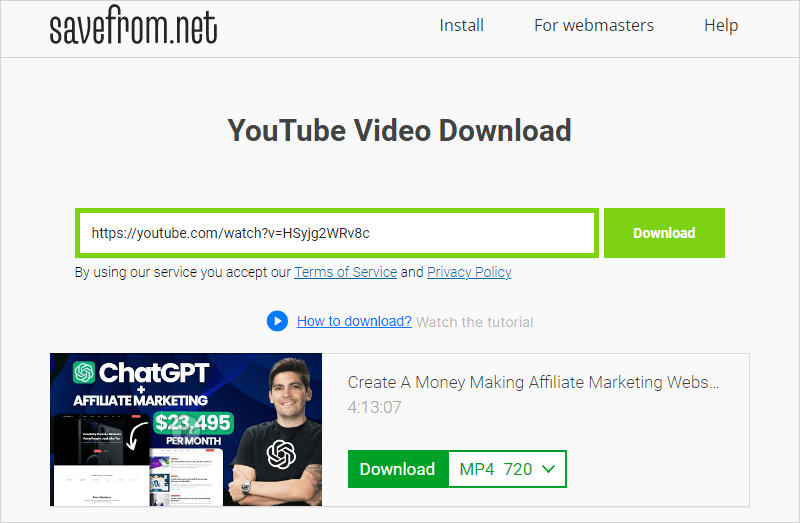 Download YouTube videos by adding SS