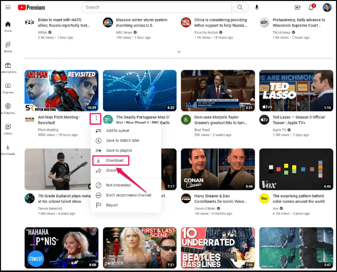 Download YouTube Videos with YouTube Premium on computer