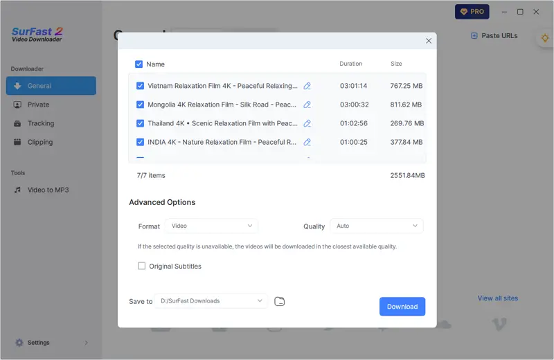 Choose output format and quality