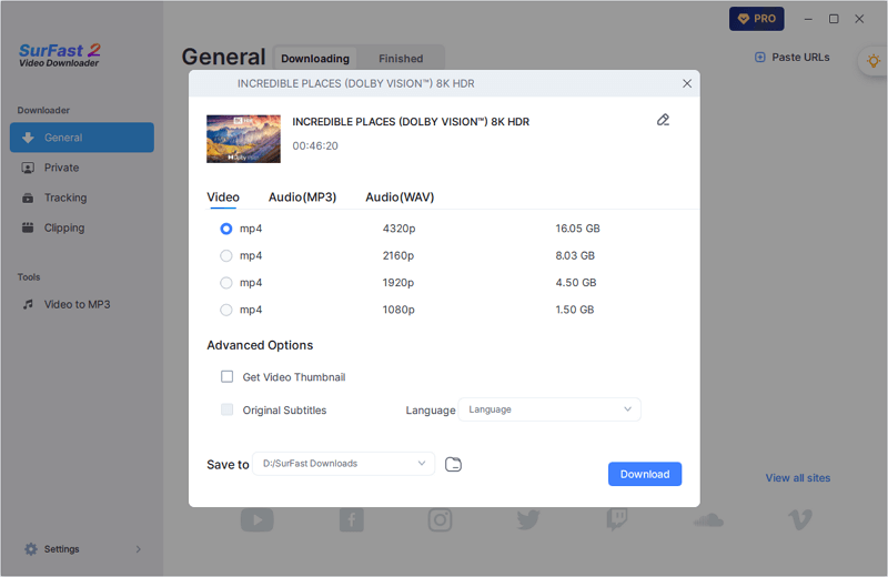 Select the video output settings