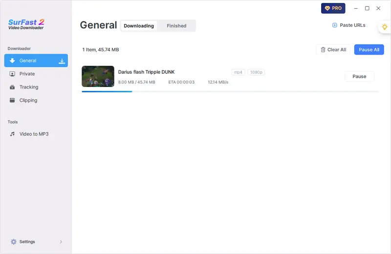 Proceso de descarga de video de Twitch