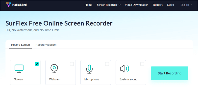 SurFlex online Free Screen Recorder
