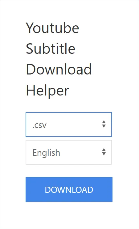 YouTube Subtitle Download Helper Chrome Extension