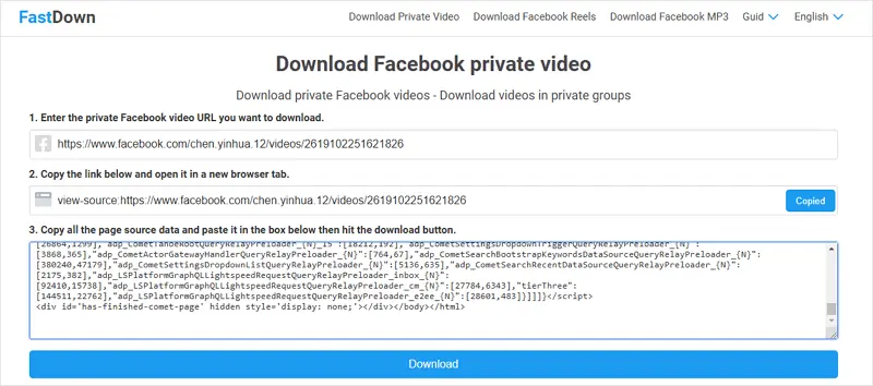 Download Private Video from Facebook with FastDown