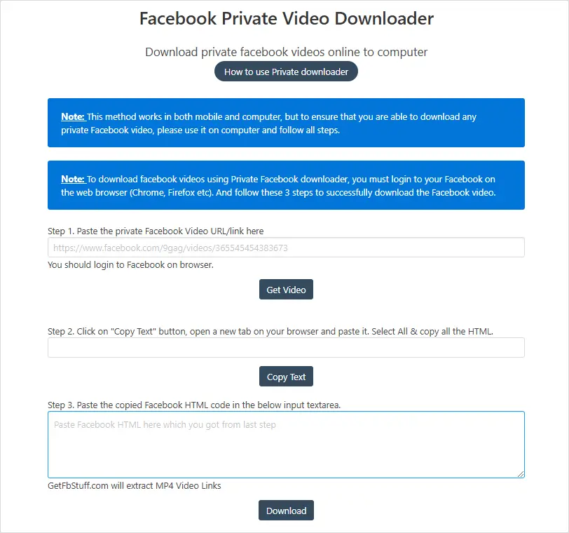 Save Private Facebook Video with Getfbstuff